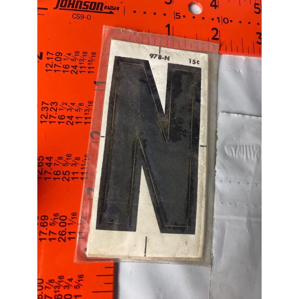 Meyercord Kwik-Space Letter N Black Self Stick NOS 978-N Sign Decal